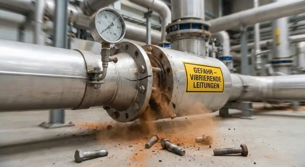 Rohr ist gerissen. Rohre vibrieren