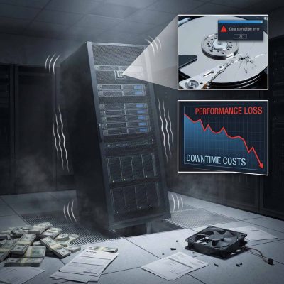 serverräume vibrieren schwarzer server vibriert