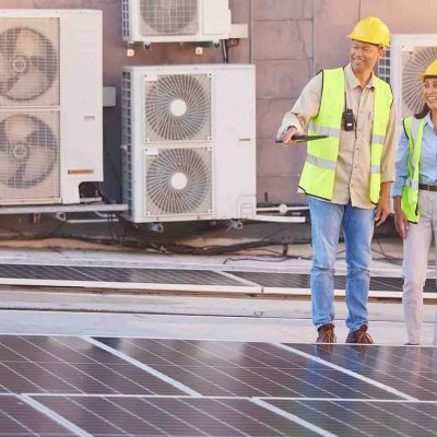 Schwingungsdämpfer für Wärmepumpe und Klimaanlage auf einem Dach